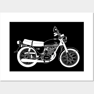 Honda CB100 White Outline Posters and Art